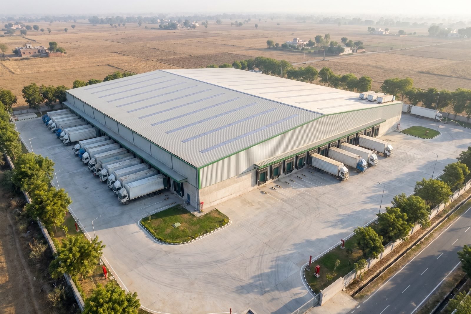 Drone view of the planned warehouse on the plot
